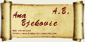 Ana Bjeković vizit kartica